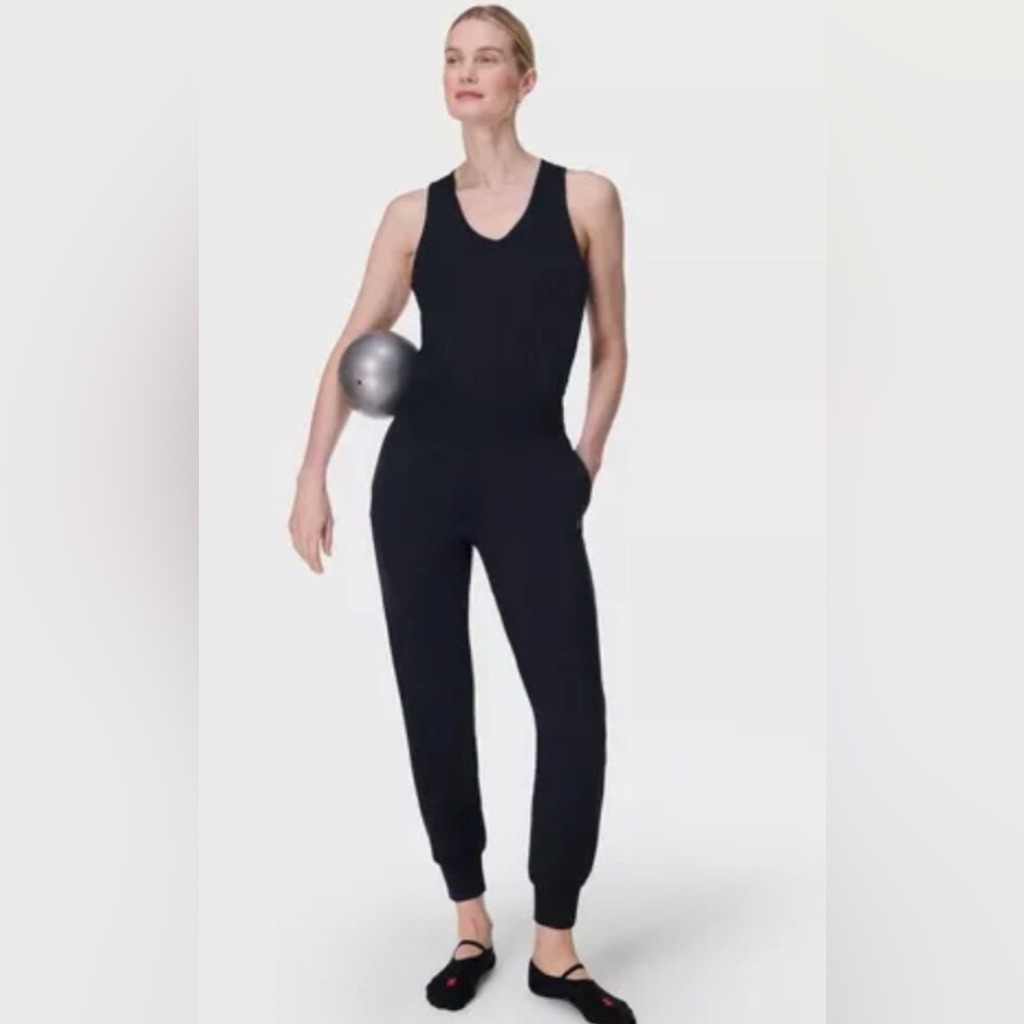 New Sweaty Betty Gaia Yoga Jumpsuit Black Size Xl Nwot